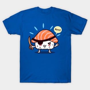 Funny Cute Kawaii Original Pirate Japanese Sushi Cartoon T-Shirt